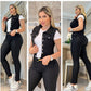 CONJUNTO 4 PIEZAS - BLUSA,CHALECO,PANTALON, CORREA