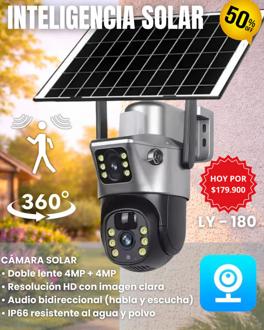 CAMARA DE DOBLE LENTE INTELIGENTE PARA SEGURIDAD PANEL SOLAR
