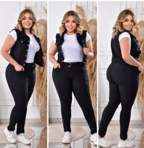 CONJUNTO 4 PIEZAS - BLUSA,CHALECO,PANTALON, CORREA